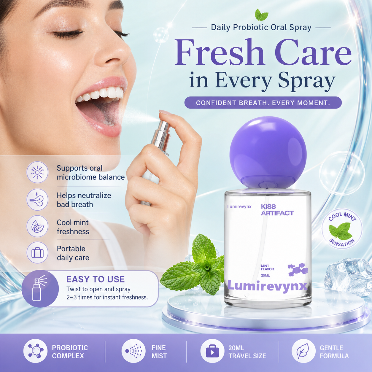 Lumirevynx daily probiotic oral spray easy to use